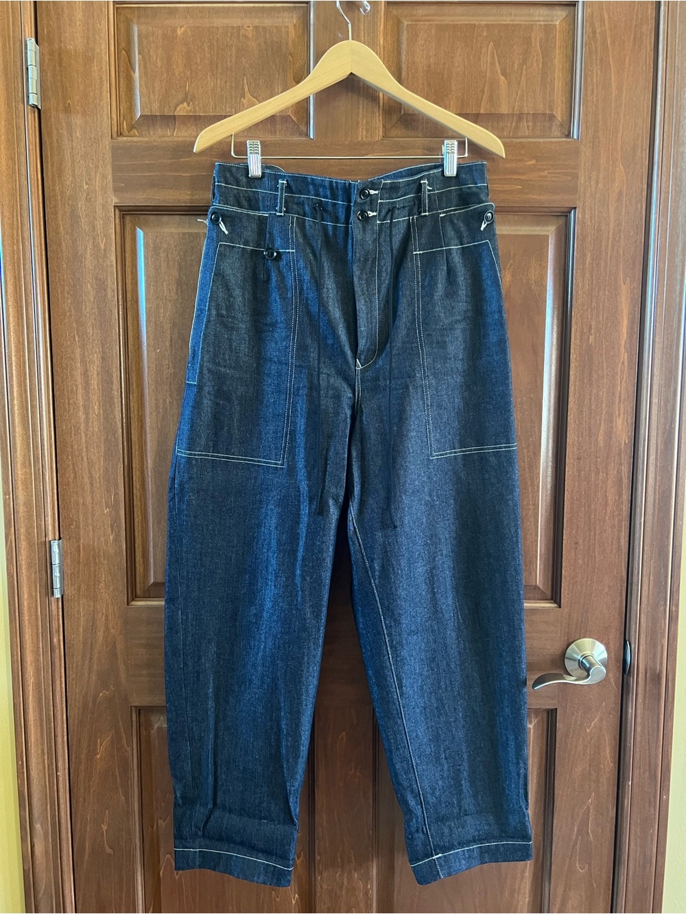 Yohji Yamamoto Jeans Dark Denim Pants Wide Leg Blue Indigo Size S (2 Japanese) - Picture 12 of 15